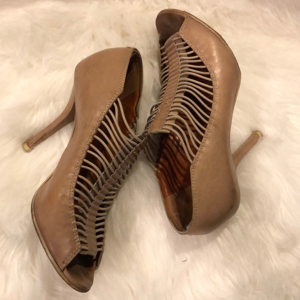 Givenchy Leather Peep-Toe Elasticized Cage Booties
